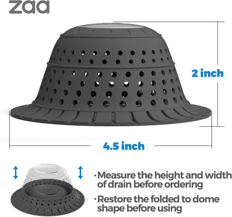zaa Bathtub Drain Hair Catcher, Premium Silicone Collapsible One Pack Drain Protector for Pop-Up and Regular Drains of Shower, Bathtub, Tub, Bathroom, Sink, Black - Image 5